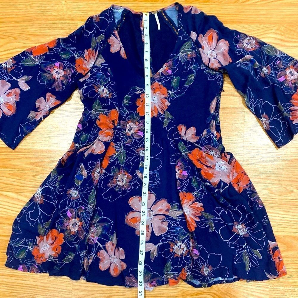 Free People “All Eyes on You” Boho Floating Floral Mini Dress - Picture 12 of 13